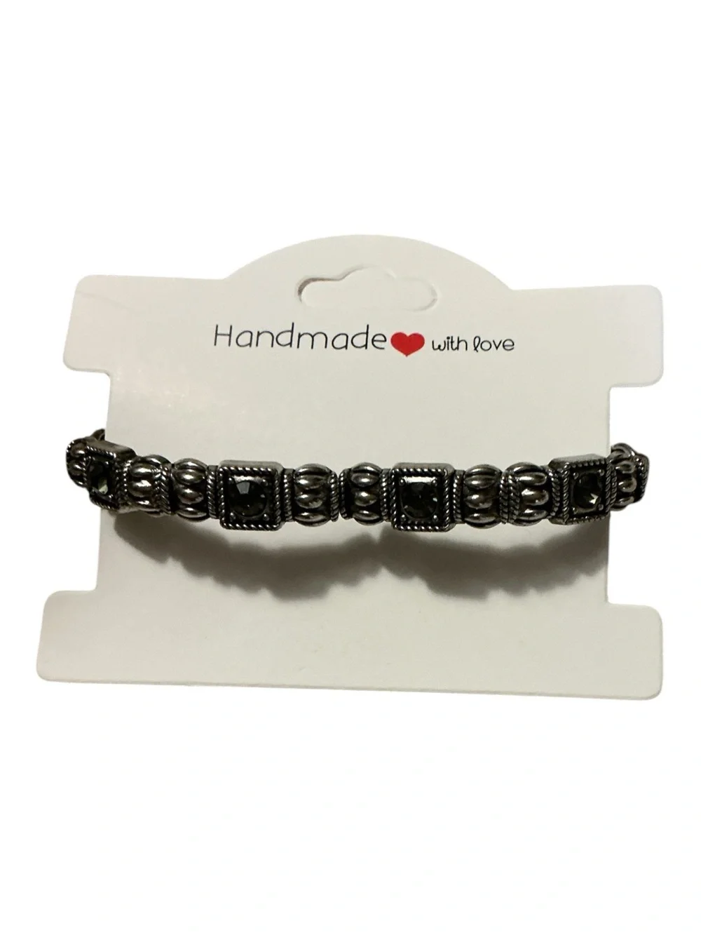 Handmade Silver-Tone Decorative Hair Barrette — Black Accents
